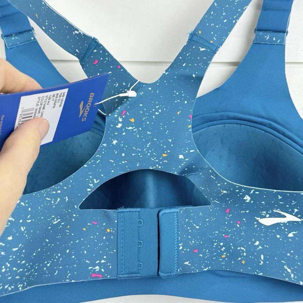 NWT Brooks Dare Racerback 2.0 Run Bra Women‎ 34B Lagoon Speckle High Impact